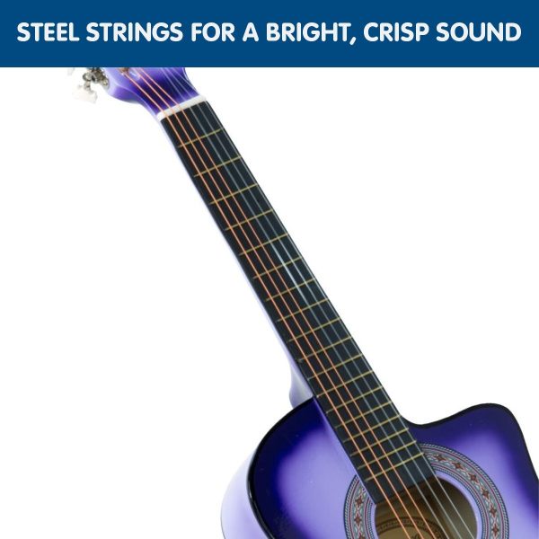 Karrera 38in Pro Cutaway Acoustic Guitar with Bag Strings – Purple Burst
