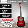 Karrera 38in Pro Cutaway Acoustic Guitar with Bag Strings – Red Burst