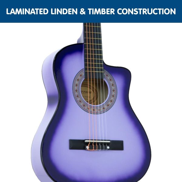 38in Cutaway Acoustic Guitar with guitar bag – Purple Burst