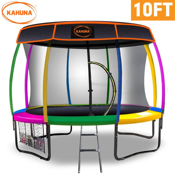 Kahuna Trampoline with  Roof – 10 FT, Rainbow