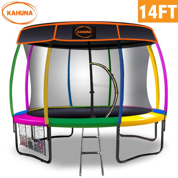 Kahuna Trampoline with  Roof – 14 FT, Rainbow