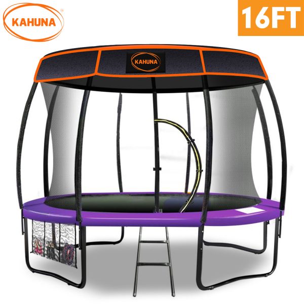 Kahuna Trampoline with  Roof – 16 FT, Orange and Blue