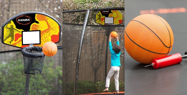 Kahuna Pro Trampoline with Mat, Reversible Pad, Basketball Set – 12 FT