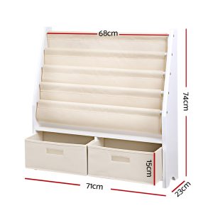 4 Tiers Kids Bookshelf Magazine Rack Children Bookcase Organiser Drawer