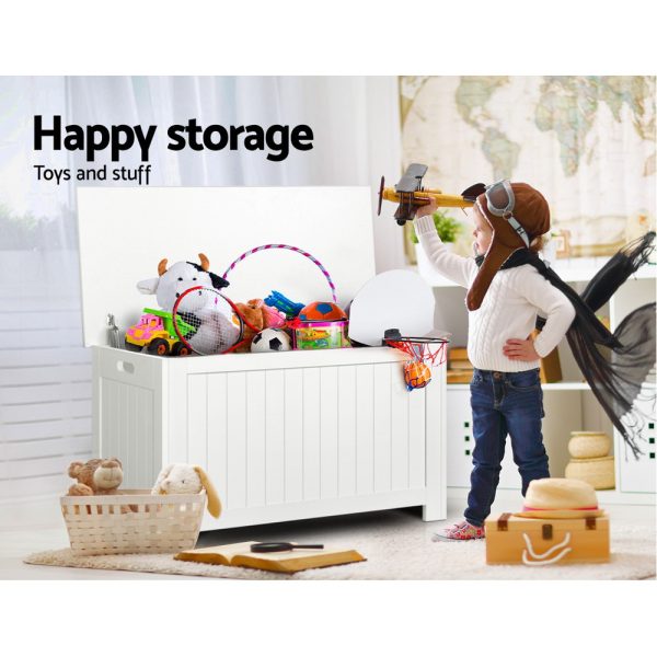 Kids Toy Box Chest Storage Blanket Children Clothes Room Organiser White