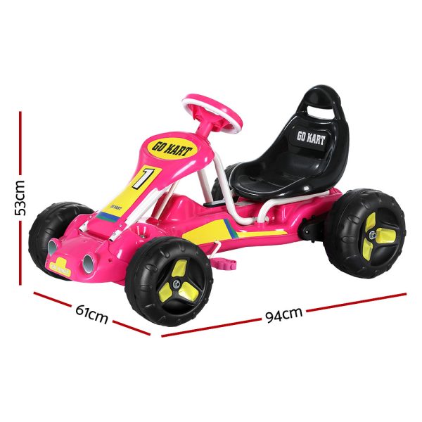 Kids Pedal Go Kart Ride On Toys Racing Car Plastic Tyre Pink