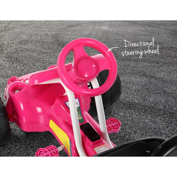 Kids Pedal Go Kart Ride On Toys Racing Car Plastic Tyre Pink