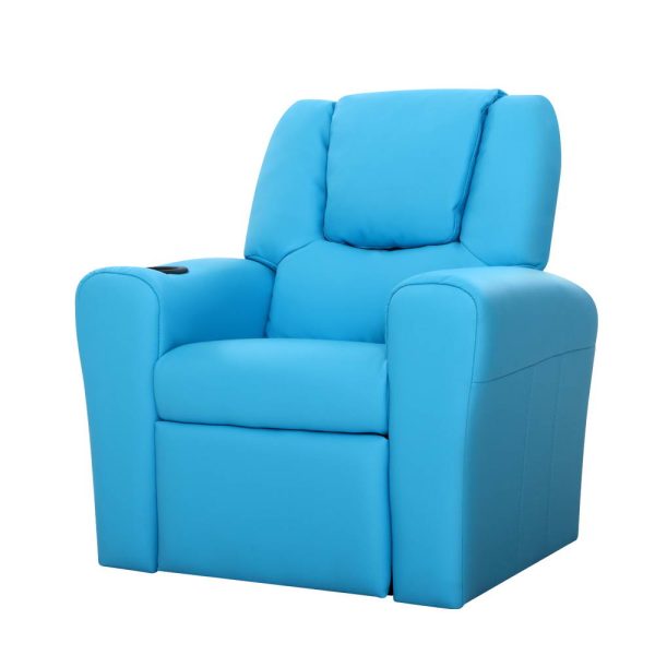 Kids Recliner Chair PU Leather Sofa Lounge Couch Children Armchair – Blue