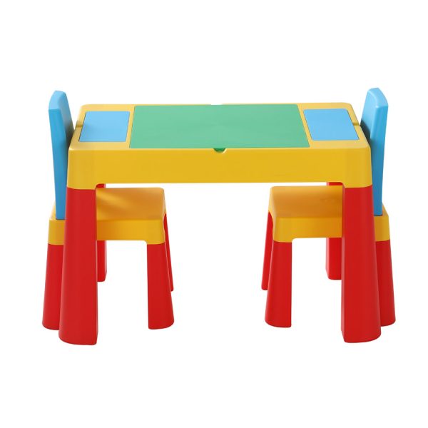 3PCS Kids Table and Chairs Set Activity Toys Storage Box Desk Blocks