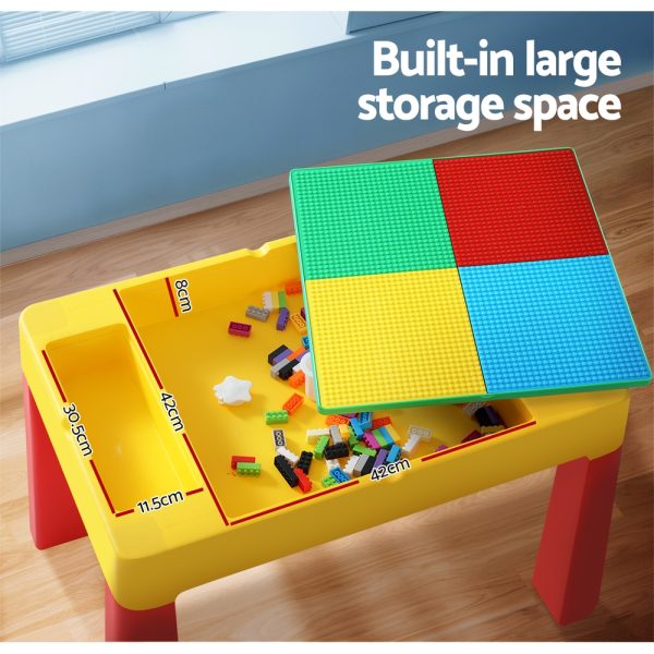 3PCS Kids Table and Chairs Set Activity Toys Storage Box Desk Blocks