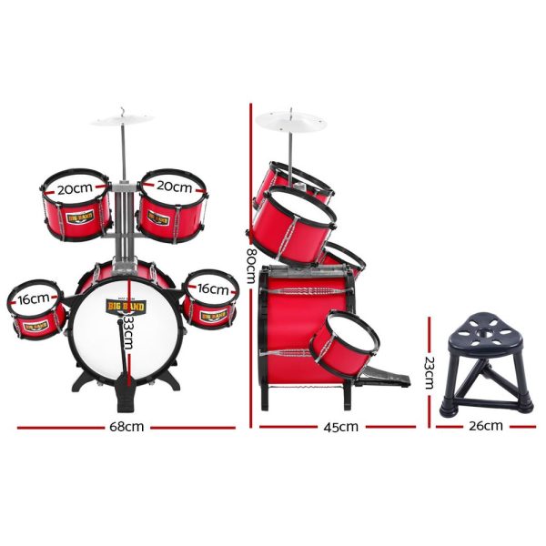 Kids 7 Drum Set Junior Drums Kit Musical Play Toys Childrens Mini Big Band