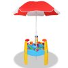 Kids Sandpit Pretend Play Set Water Sand Table Children Outdoor Toy Umbrella