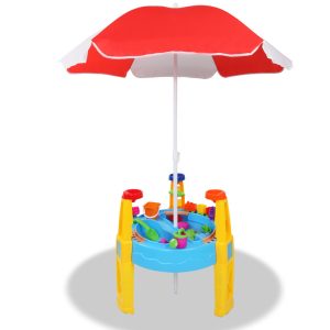 Kids Sandpit Pretend Play Set Water Sand Table Children Outdoor Toy Umbrella