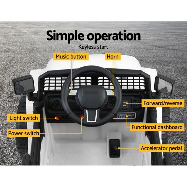 Kids Ride On Car Electric 12V Car Toys Jeep Battery Remote Control – White