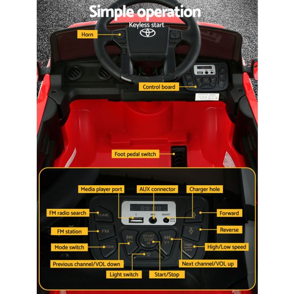 Toyota Ride On Car Kids Electric Toy Cars Tacoma Off Road Jeep 12V Battery – Red