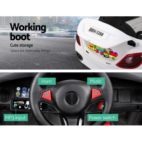 Kids Ride On Car Electric Toys 12V Battery Remote Control MP3 LED – White