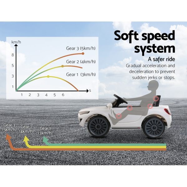 Kids Ride On Car Electric Toys 12V Battery Remote Control MP3 LED – White