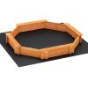 Kids Sandpit Wooden Round Sand Pit with Cover Bench Seat Beach Toys 182cm