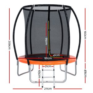 6FT Trampoline for Kids w/ Ladder Enclosure Safety Net Rebounder Orange