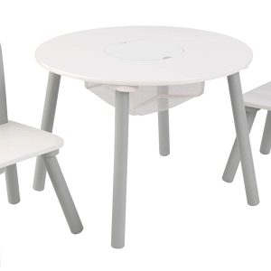 Round Table and 2 Chair Set for kids (Gray)