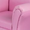 Kids Pink Couch Sofa Chair w/ Footstool in PU Leather