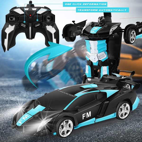 Transform Car Robot Sport Car with Remote Control (Black Cyan)