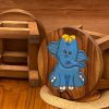 Children’s Wooden Stool Blue Baby ELEPHANT Themed Chair Toddlers Step sitting Stool